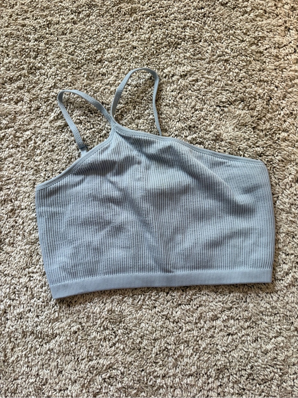 aerie Light Blue Ribbed Tank Crop Top
